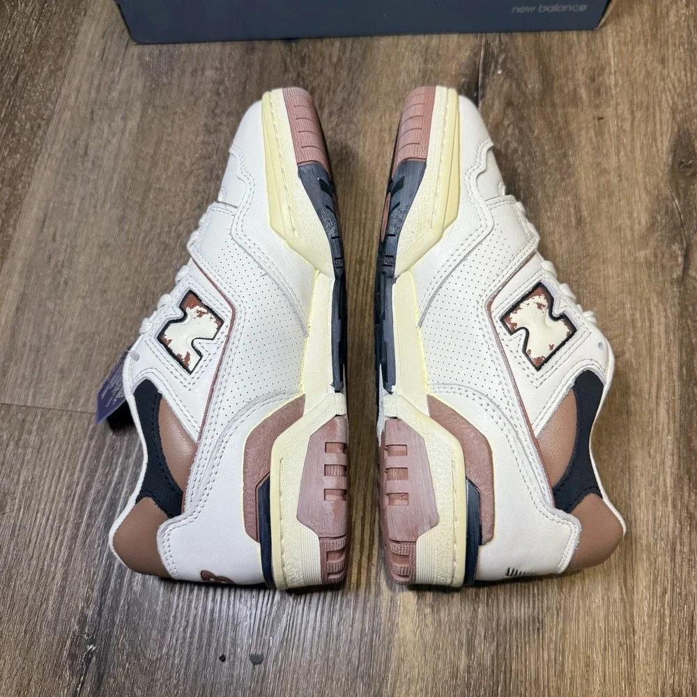 New Balance 550 Shoes White‎ Brown Tan Womens 6 Men 4.5 Sneaker Casual BB550VGC